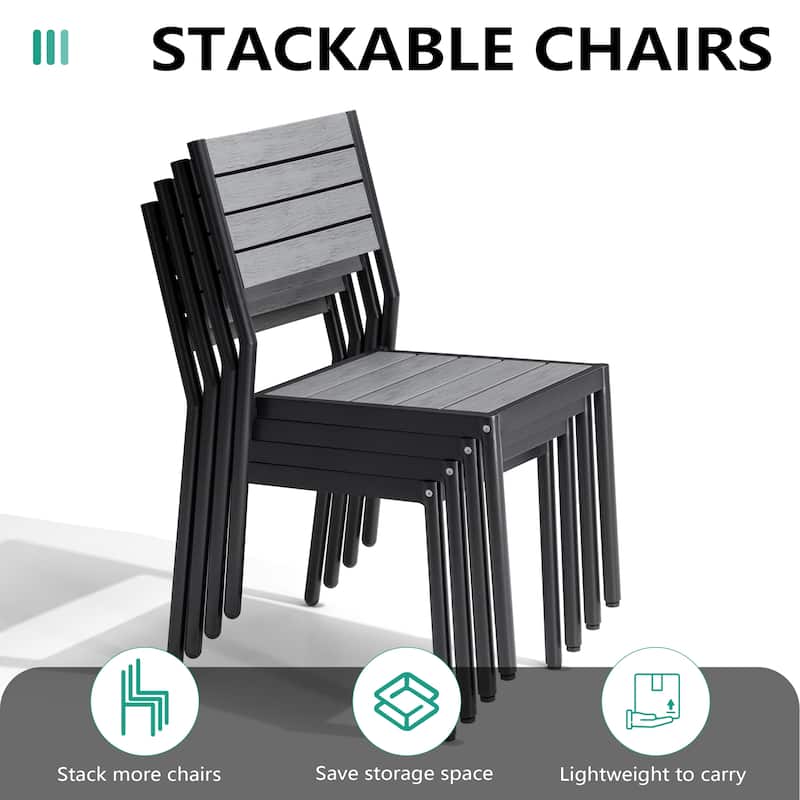VredHom Outdoor Stackable Aluminum Patio Dining Chairs