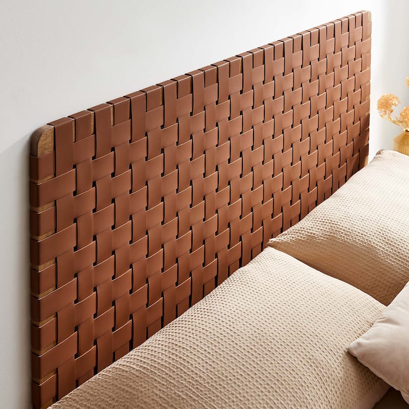 Sparta Wall-Mount Twin/Full/Queen/King Vegan Leather Weave Headboard