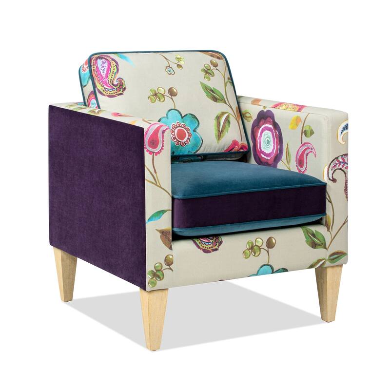 Mamba 28" Patchwork Velvet Upholstered Floral Accent Arm Chair