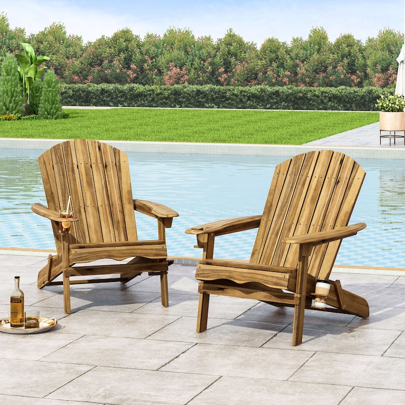 Bellwood Outdoor Acacia Wood Folding Adirondack Chairs (Set of 2) by Christopher Knight Home