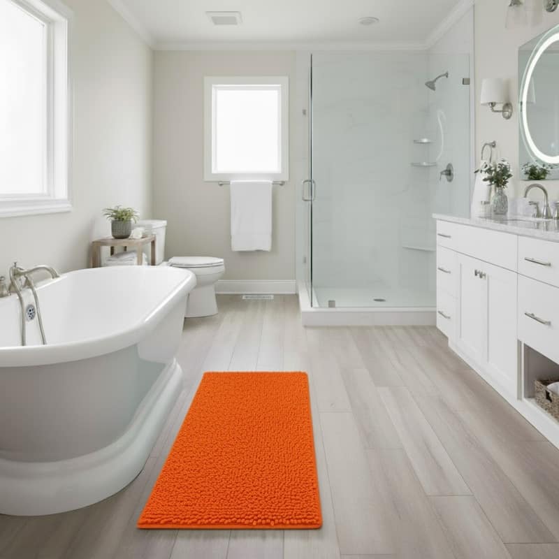 58x24-Inch Bathroom Runner with Non-Slip Backing - Absorbent High-Pile Chenille Memory Foam Bathroom Rug by Windsor Home
