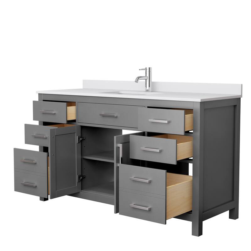 Beckett 60 Inch Single Vanity, Cultured Marble Top