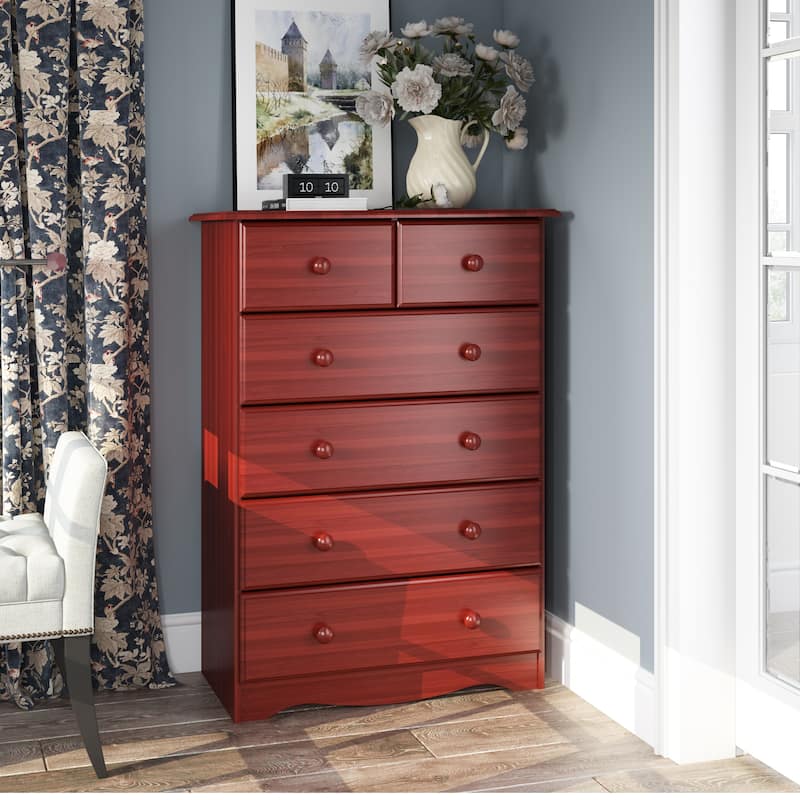 Palace Imports Solid Wood 6-Drawer Chest with Metal or Wooden Knobs - Mahogany