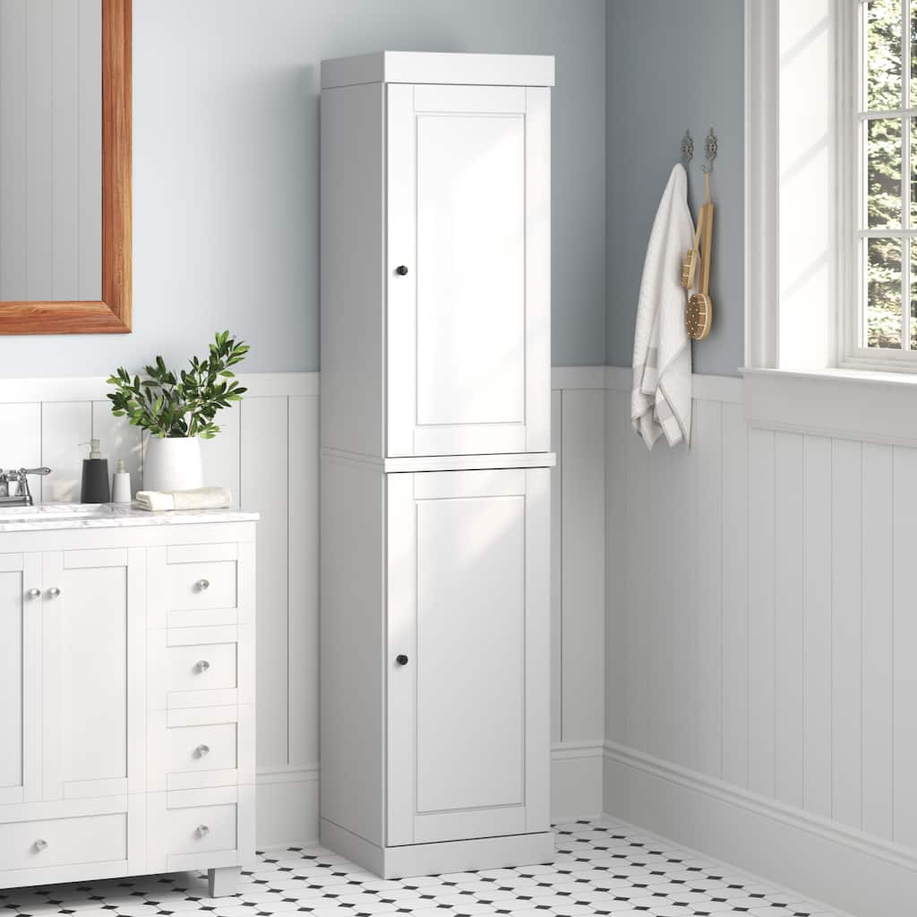 Palace Imports 100% Solid Wood Bathroom Storage Cabinet, Raised Panel Doors, Adjustable Shelves, 16.5" Wide, 71.5" Tall