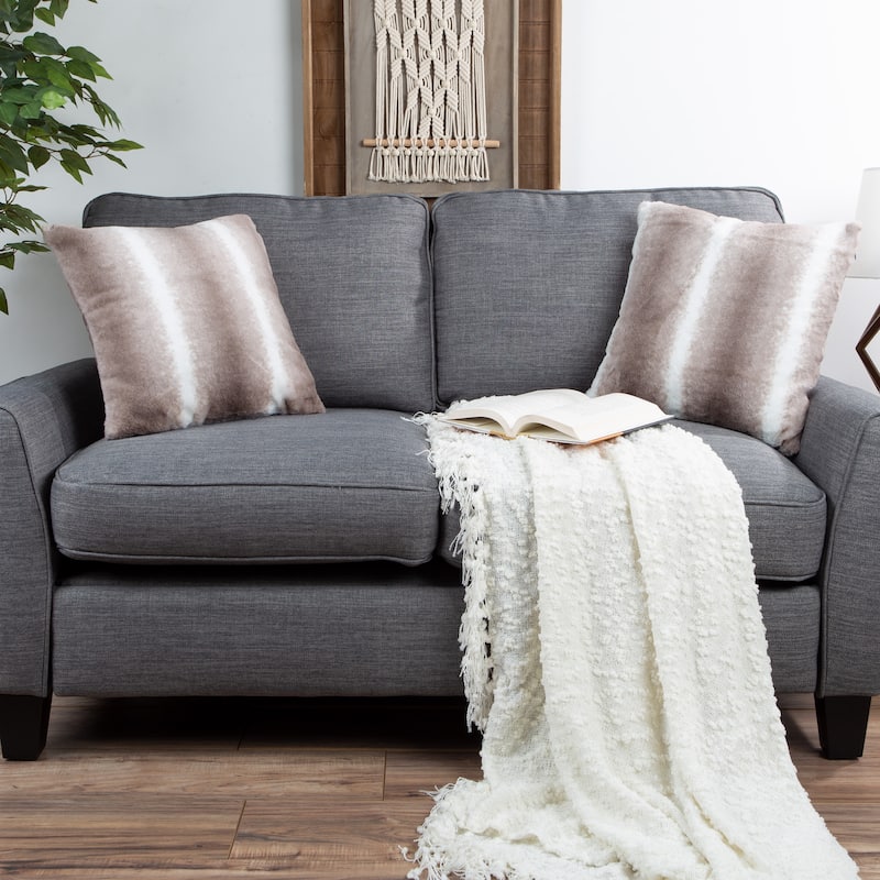 Hastings Home Set of Faux Rabbit Fur Throw Pillows, Gray