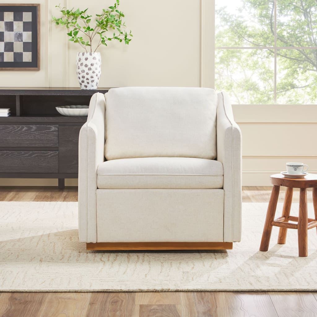 Walker Edison Modern Farmhouse Easy Assembly Linen Swivel Armchair