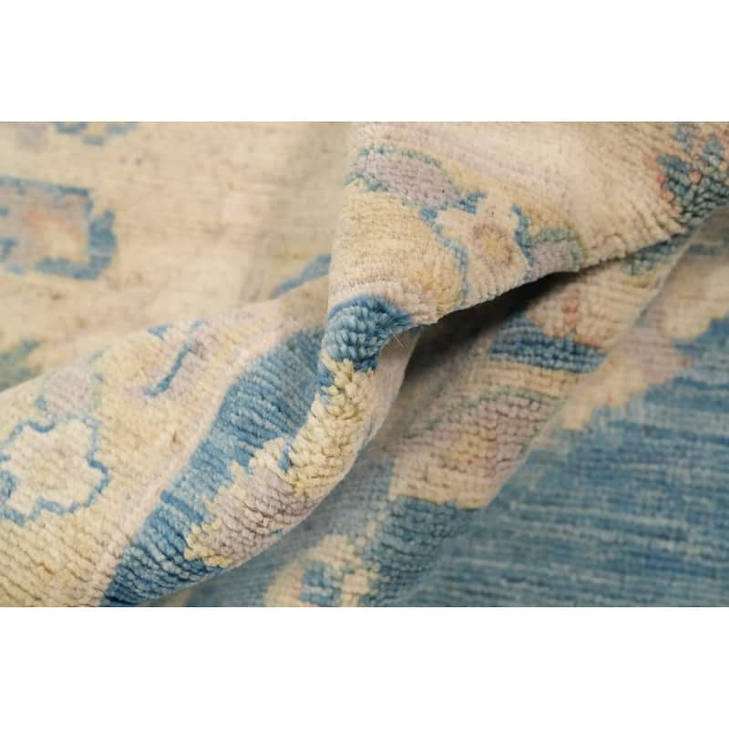 Hand Knotted Oriental 100% Wool Carpet Traditional Floral Navy Blue & Blues Kazak Area Rug - 11' 8'' X 9' 1''