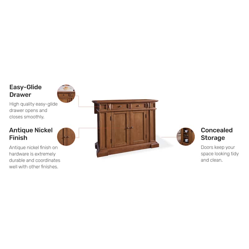 Americana Distressed Cottage Oak Kitchen Island With Drop Leaf