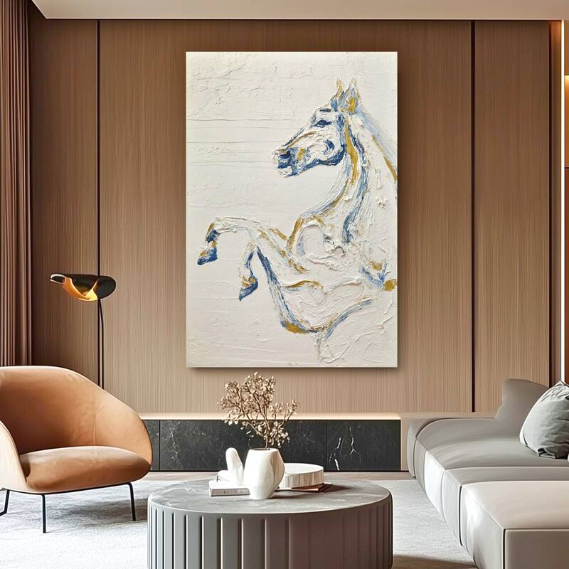 Aria Home Majesty Frameless Hand-Painted Horse Oil Canvas Wall Art