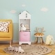 preview thumbnail 1 of 15, 2-Tier Kids Bookcase Organizer with Collapsible Fabric Drawers Pink
