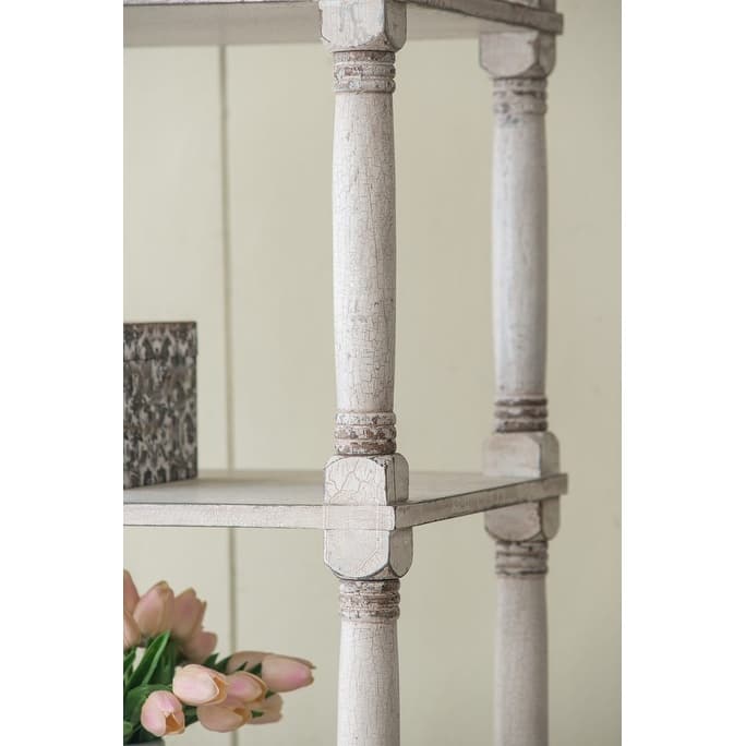 4-Tier Farmhouse Wooden Book Shelf with 2 Drawers