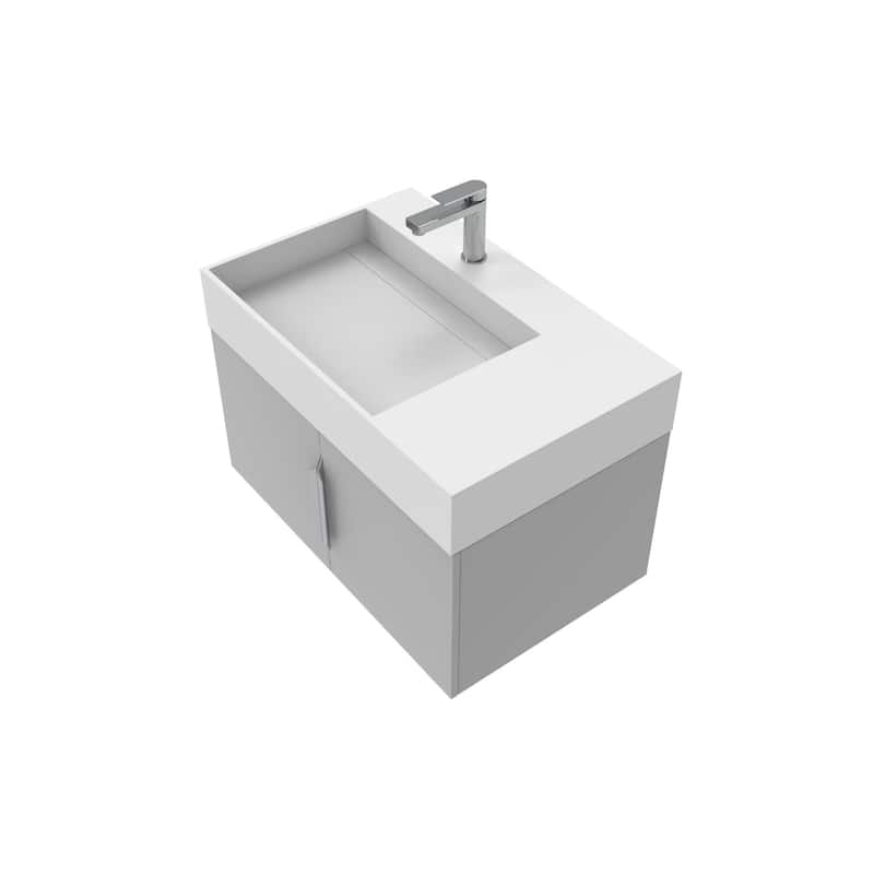 Amazon 30" Wall Mounted Bathroom Left Basin Vanity Set w/ White Top