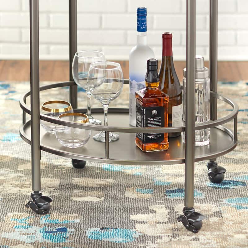 Lifestorey Devin Oval Metal Bar Cart