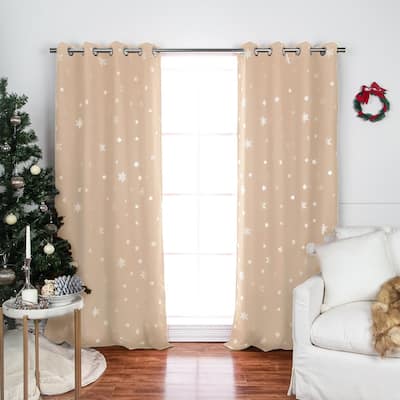 Aurora Home Silver Foil Snowflake Thermal Insulated Blackout Curtains