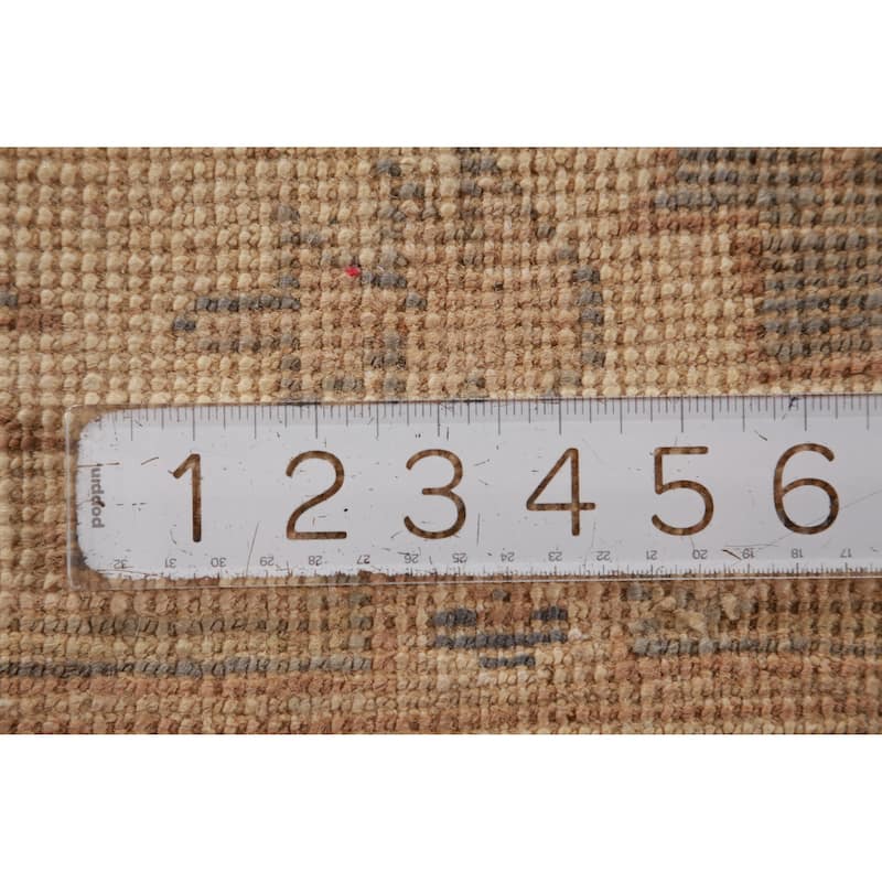 Hand Knotted Oriental 100% Wool Carpet Transitional All-Over Greys & Charcoal Oushak Runner Rug - 12' 1'' X 3' 0''