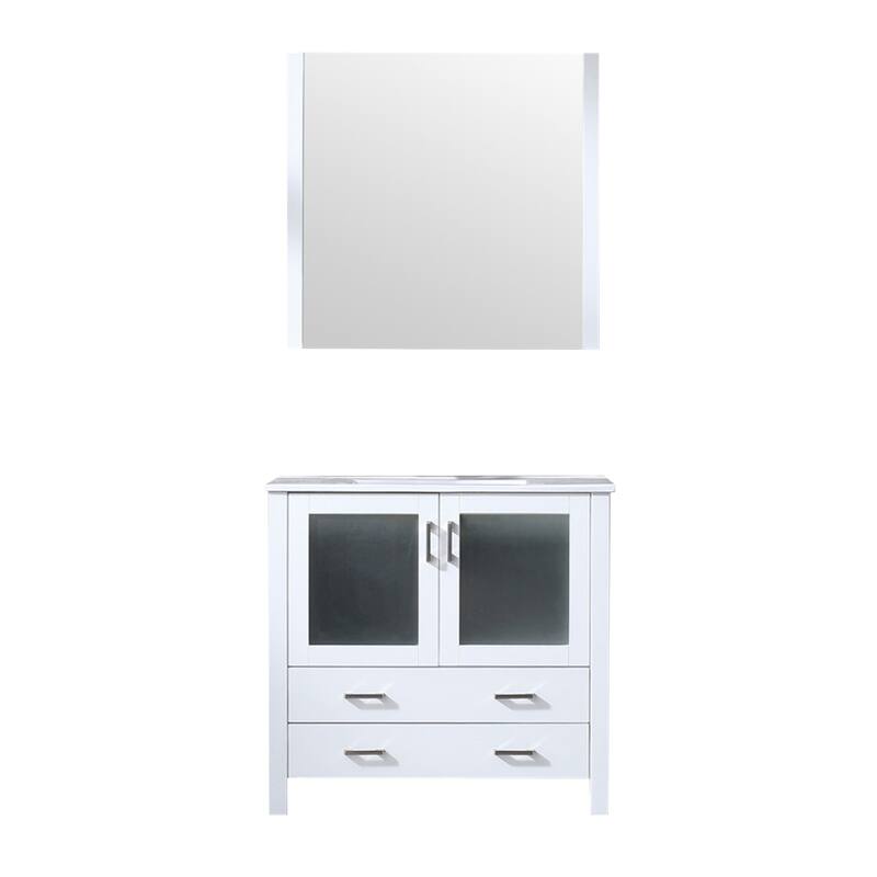 Lexora Volez 36 inch single Bathroom Vanity Countertop Sink and Mirror