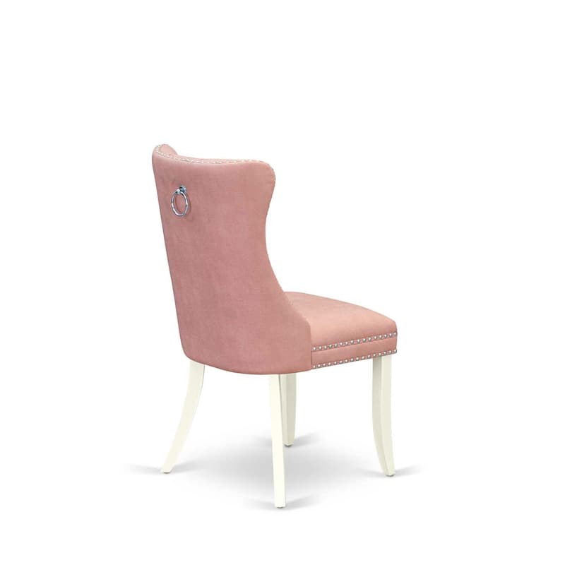 Parson Dining Chairs Set of 2 - Upholstered Kitchen Chairs with Nailhead Trim - Modern Beige Red Faux Leather