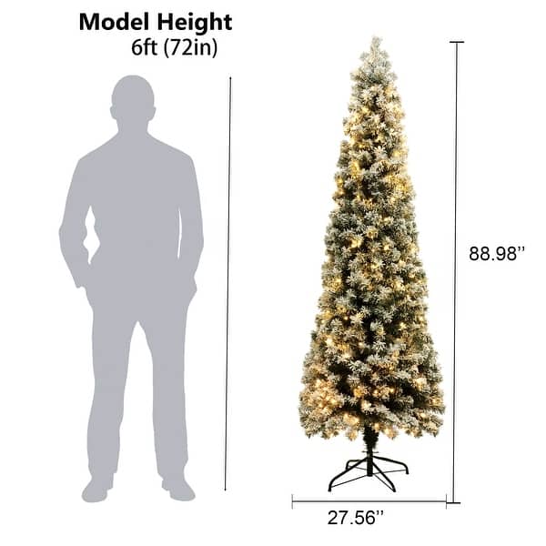 7Ft PreLit LED Artificial Flocked Slim Fir Christmas Tree Bed Bath & Beyond 36267138