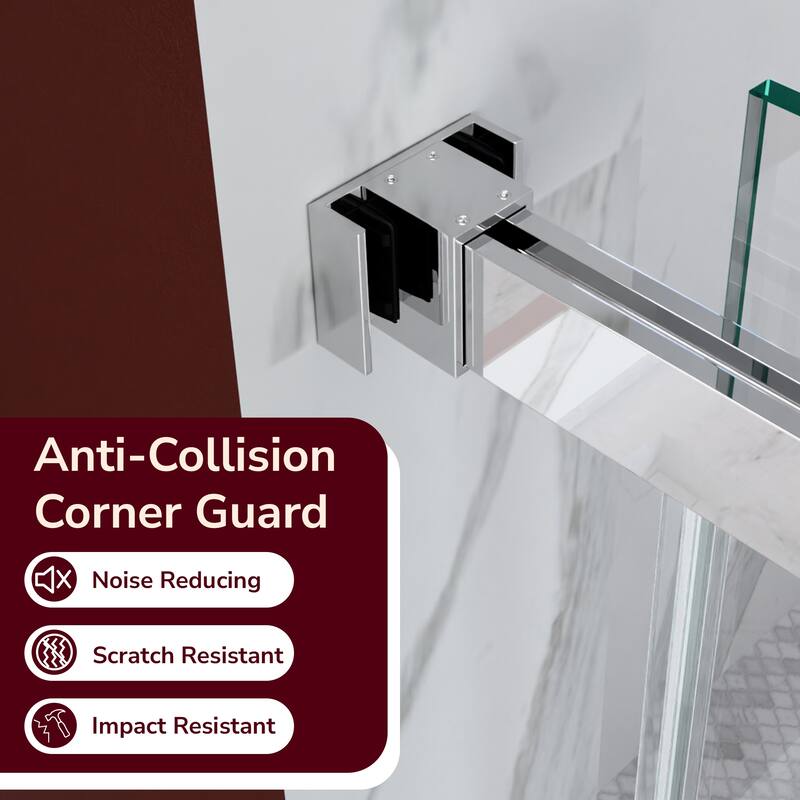 GDFStudio - Modern Minimalist Frameless Double Sliding Shower Door with 3/8" SGCC Tempered Glass & Stainless Steel Hardware