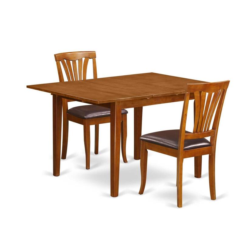 HomeStock 3-Piece Saddle Brown Finish Solid Wood Top Dining Table Set