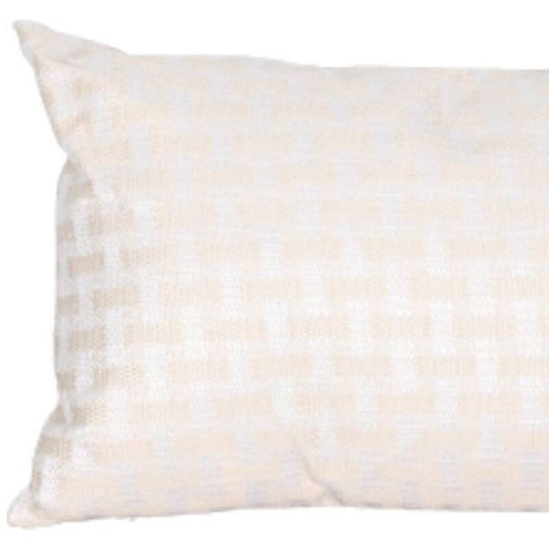 HomeRoots 22" X 22" Beige and White Checkered Polyester Zippered Pillow