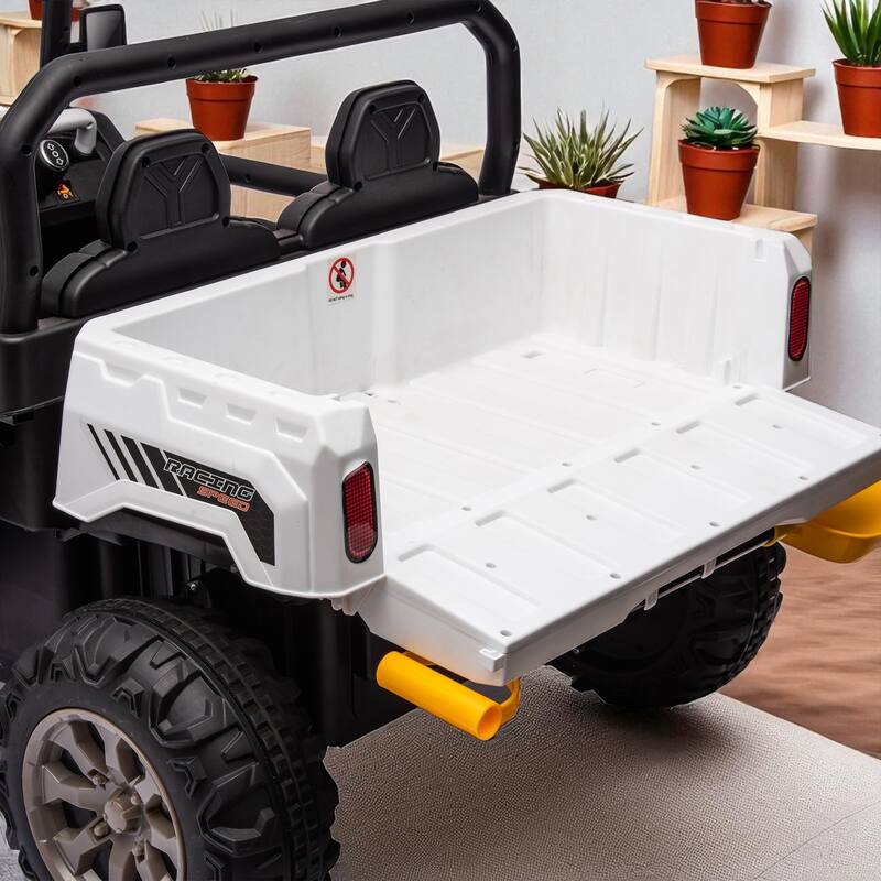 24V Two-Seater Ride-On Dump Truck with Remote Control, 2x200W Motor, Dump Bed/Shovel, Bluetooth, MP3 for Kids 3-8