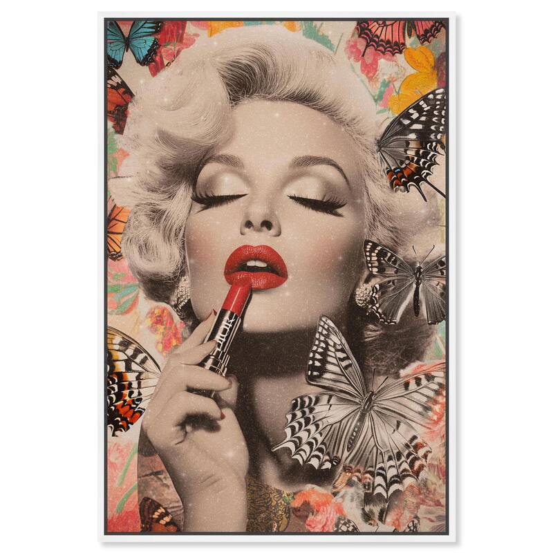 Iconic Lady Butterfly Collage Canvas by Art Remedy - 24" x 36" - White