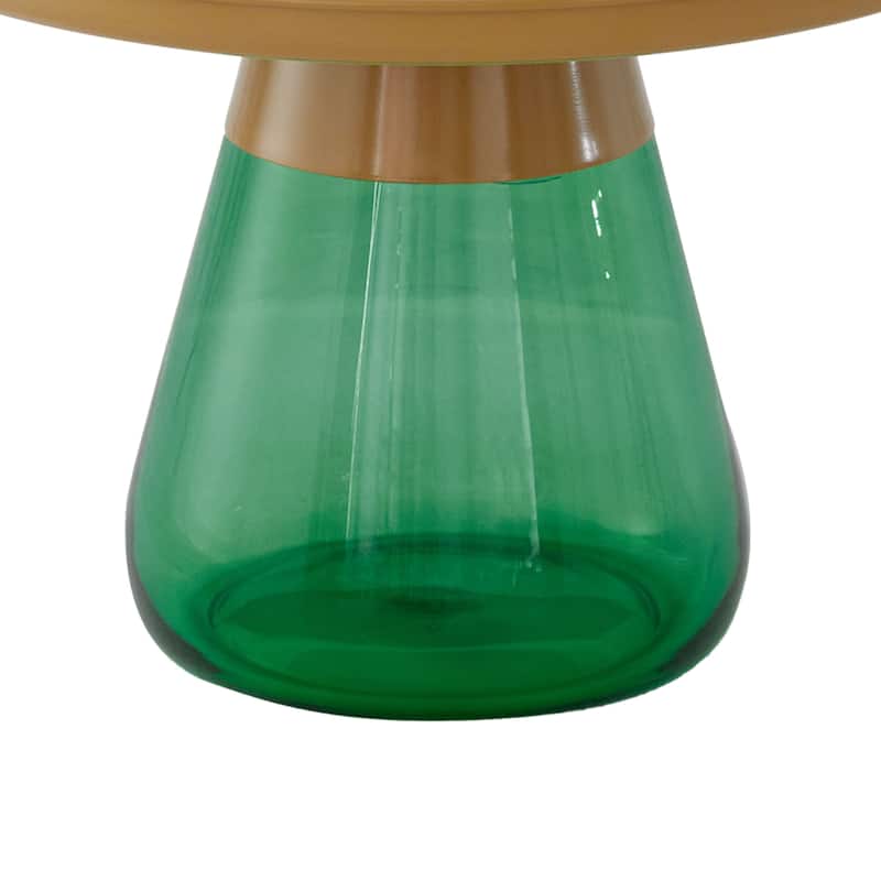 Green Titanium Coffee Table with Matte Gold Tray Top Round 19x20