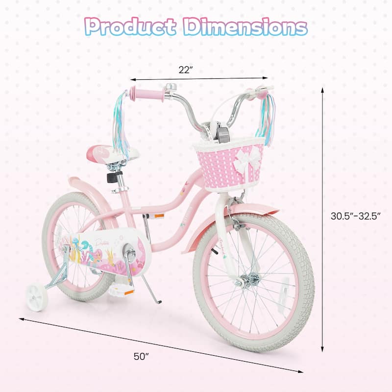 Gymax 18'' Kids Bike Toddler Bicycle w/ Training Wheels Hand & Coaster