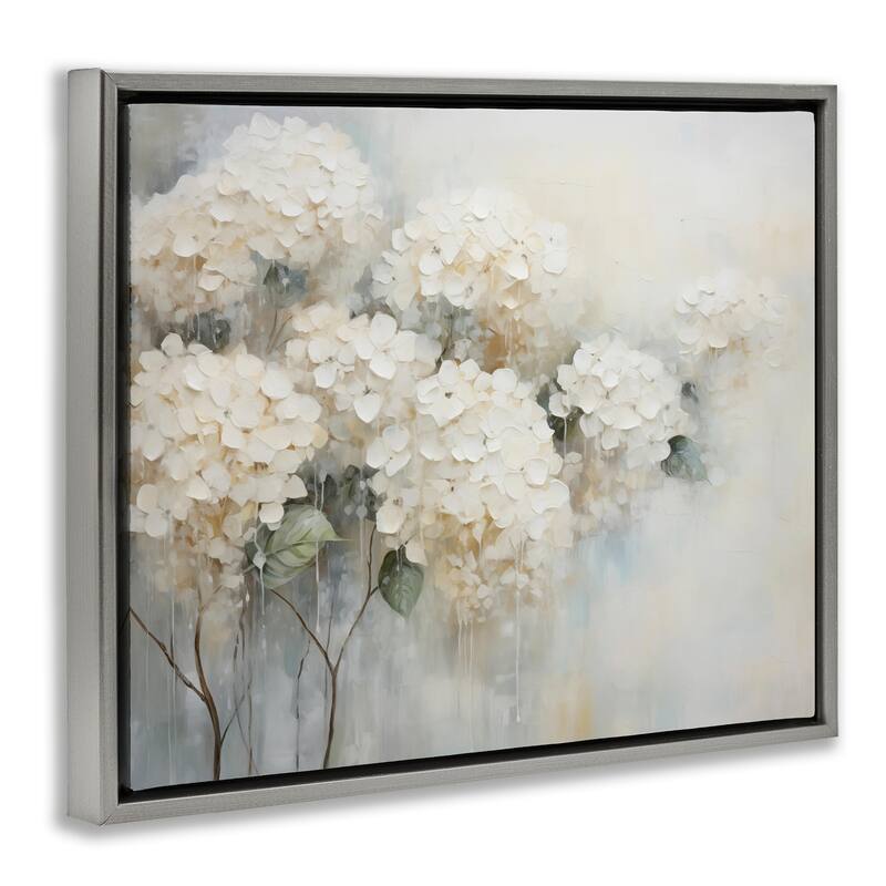 Stupell Subtle Fading White Hydrangeas Framed Floater Canvas Wall Art Design By Arlington Prints