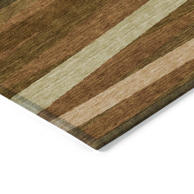 Machine Washable Indoor/ Outdoor Modern Stripes Chantille Rug