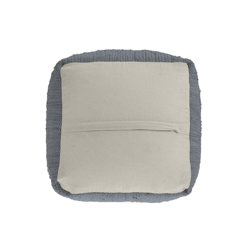 HomeRoots 18" Dark Gray And Natural Cotton And Jute Cube Pouf Ottoman