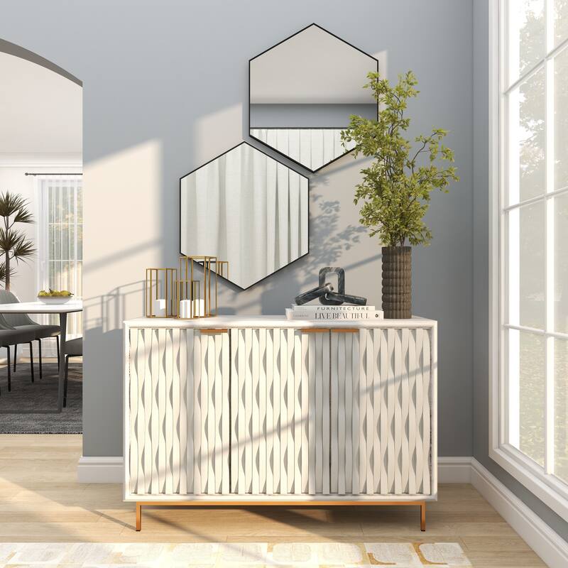 Contemporary Hexagon Wood Wall Mirror - Multiple Finishes and Sizes