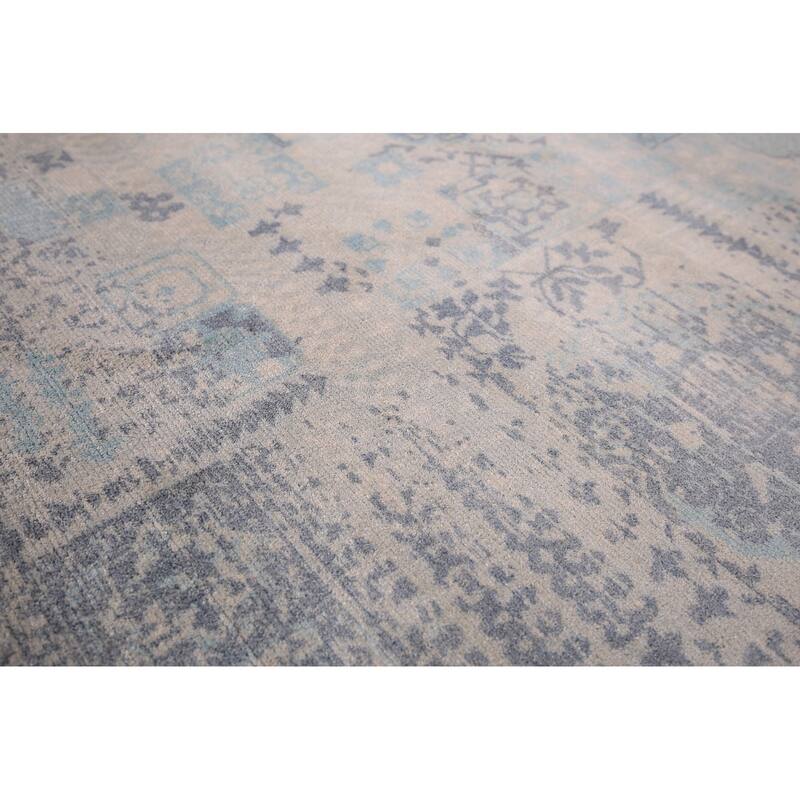Abstract Modern Area Rug Hand-Knotted Beige Wool Carpet - 5'4" x 7'9"