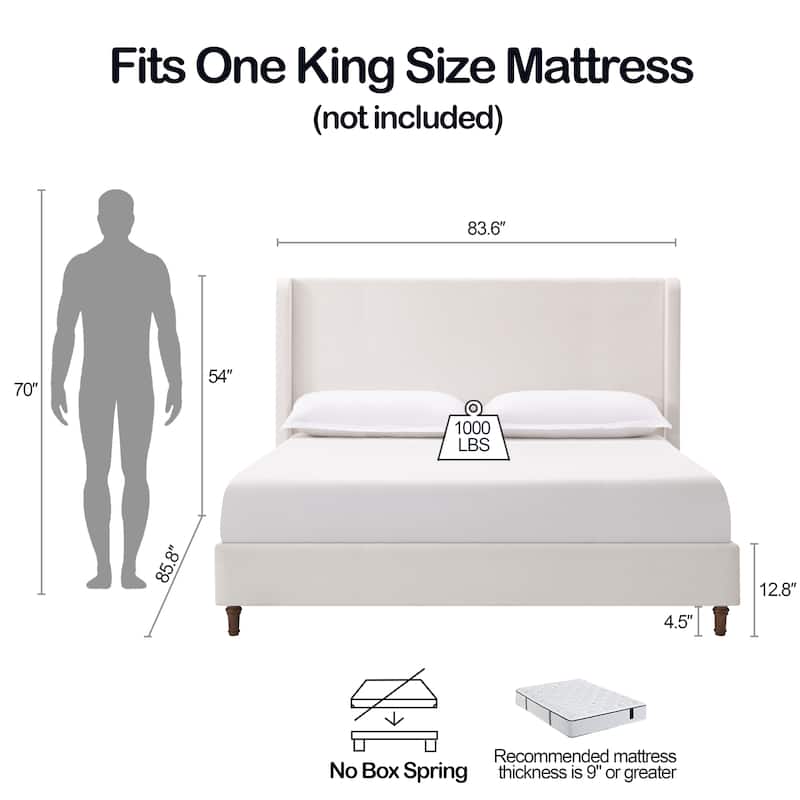 Carlsbad Velvet Upholstered Bed with 54" High Headboard by Christopher Knight Home