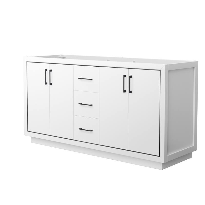 Wyndham Collection WCF1111-66D-CX-MXX Icon 66" Double Free Standing - White / Matte Black Hardware