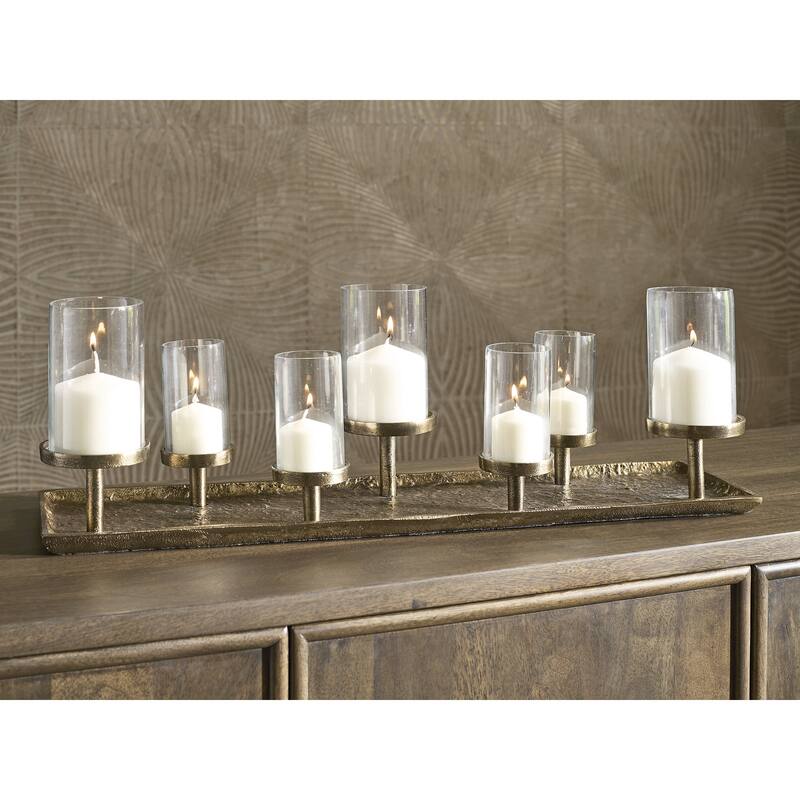 Signature Design by Ashley Wallmond Brown/Clear Candle Holder - 25.88" W x 6.63" D x 8.13" H