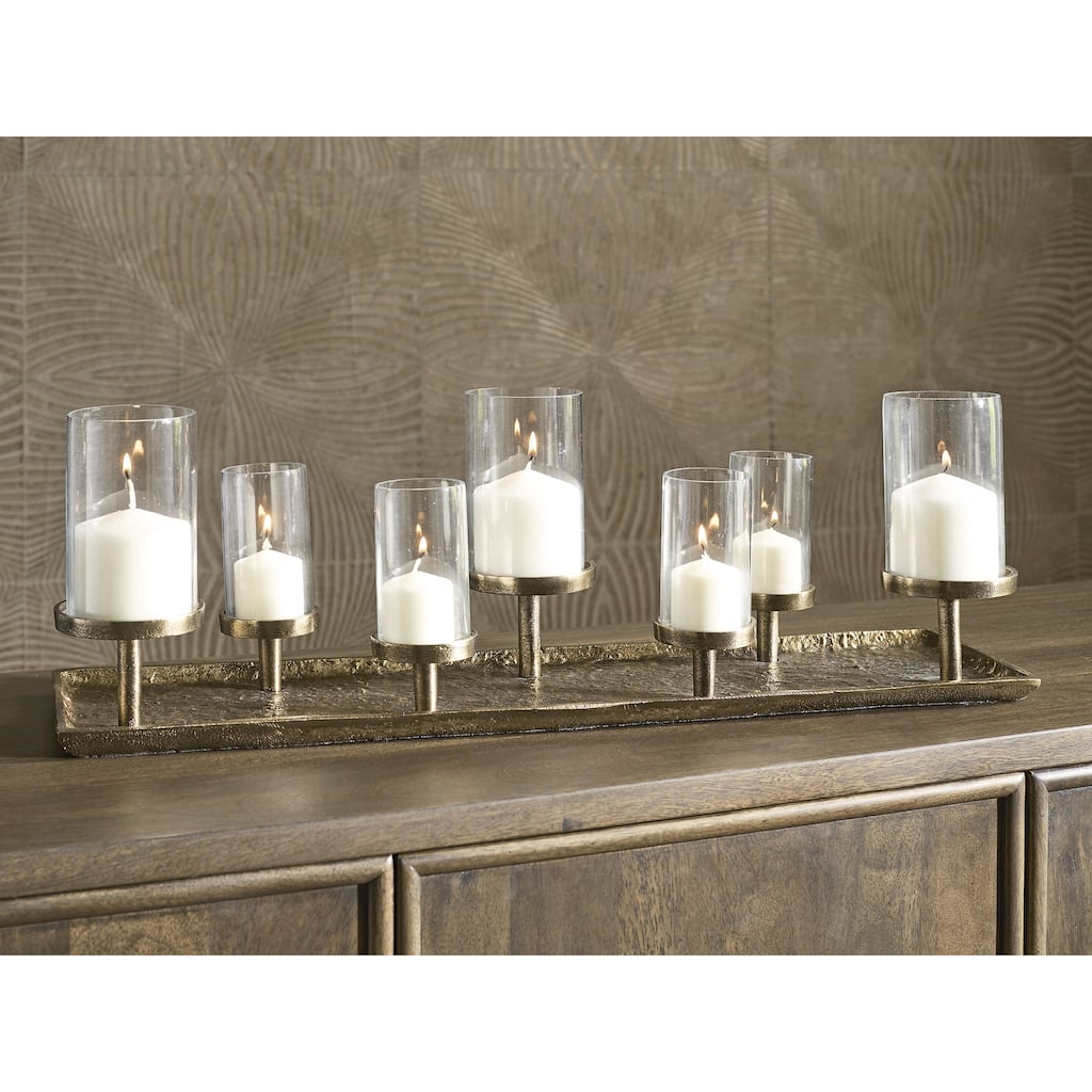 Signature Design by Ashley Wallmond Brown/Clear Candle Holder - 25.88" W x 6.63" D x 8.13" H