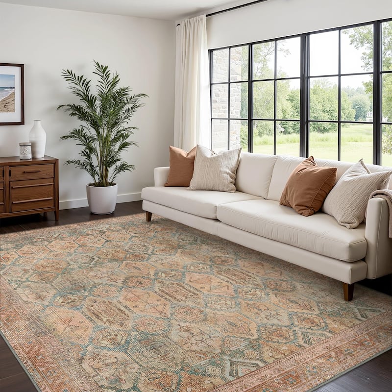 Mcow EverEase Collection Low Pile Machine Washable Non-Slip Area Rug - 8'X10' - Pinkish - Rectangle