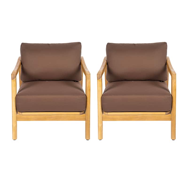 Christopher Knight Home - Outdoor Acacia Wood Club Chair with Rope Back and Water-Repellent Cushions