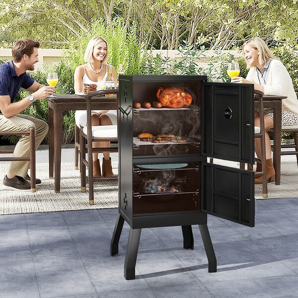 Costway 40'' Vertical BBQ Smoker w/Built-in Thermometer Adjustable
