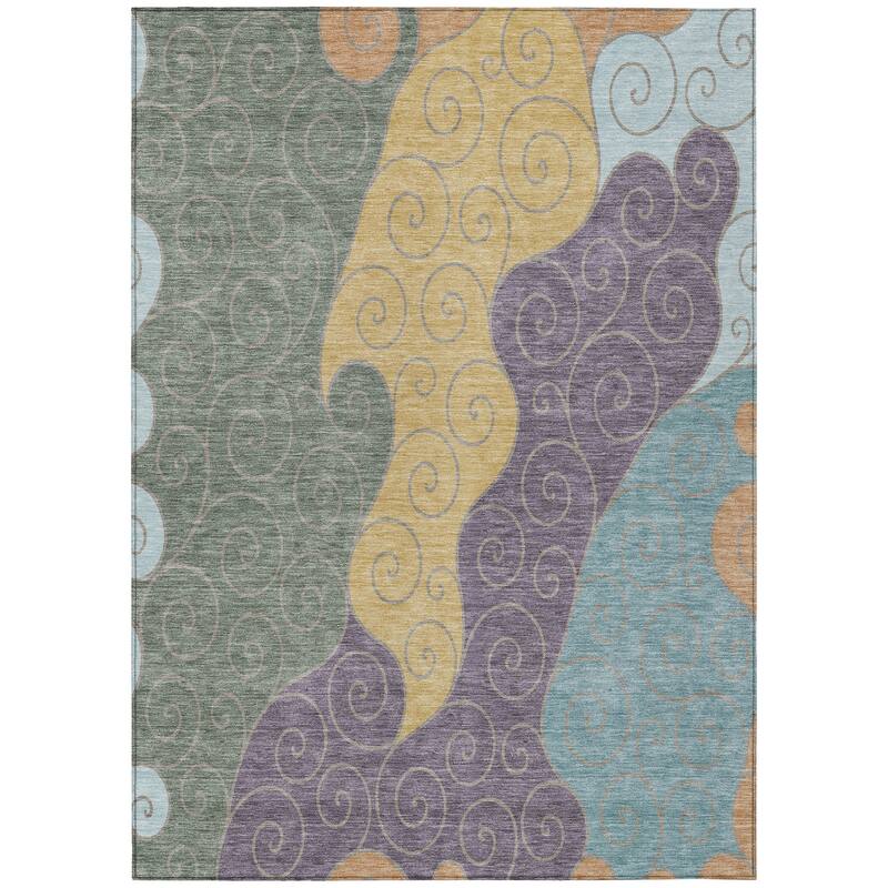 Machine Washable Indoor/ Outdoor Swirly Chantille Rug