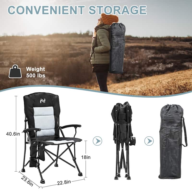DoCred Portable Heated Camping Chair, Outdoor Wide Folding Chair