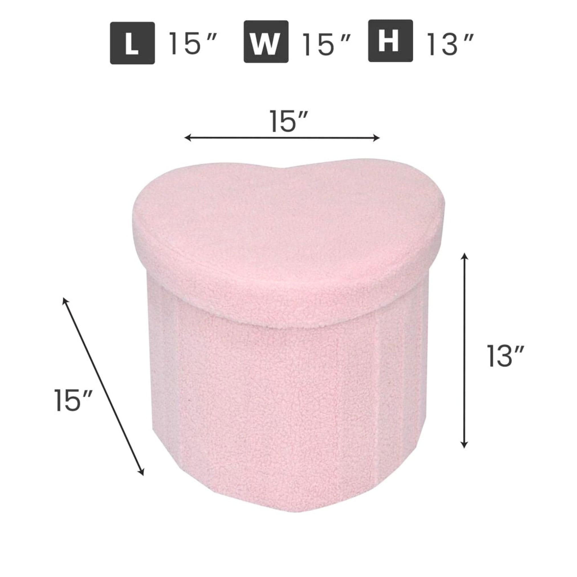 Pink Heart Shaped Storage Ottoman