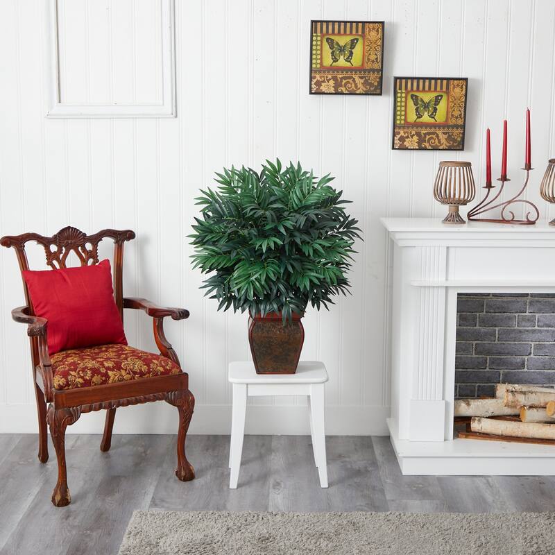 Bamboo Palm Plant Indoor - 26" Tropical Silk Tree with Planter - Realistic Faux Palm Decor for Home Office Living Room - 2.92ft.