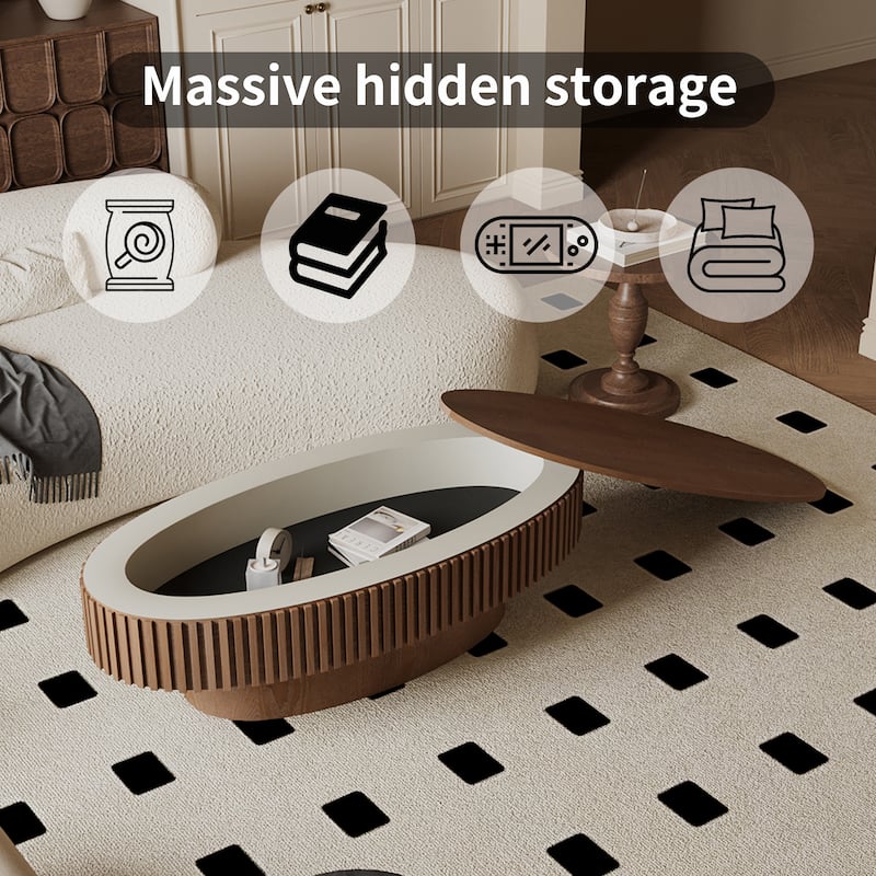 GDF Studio - Elowen 47 Inch Oval Coffee Table with Storage