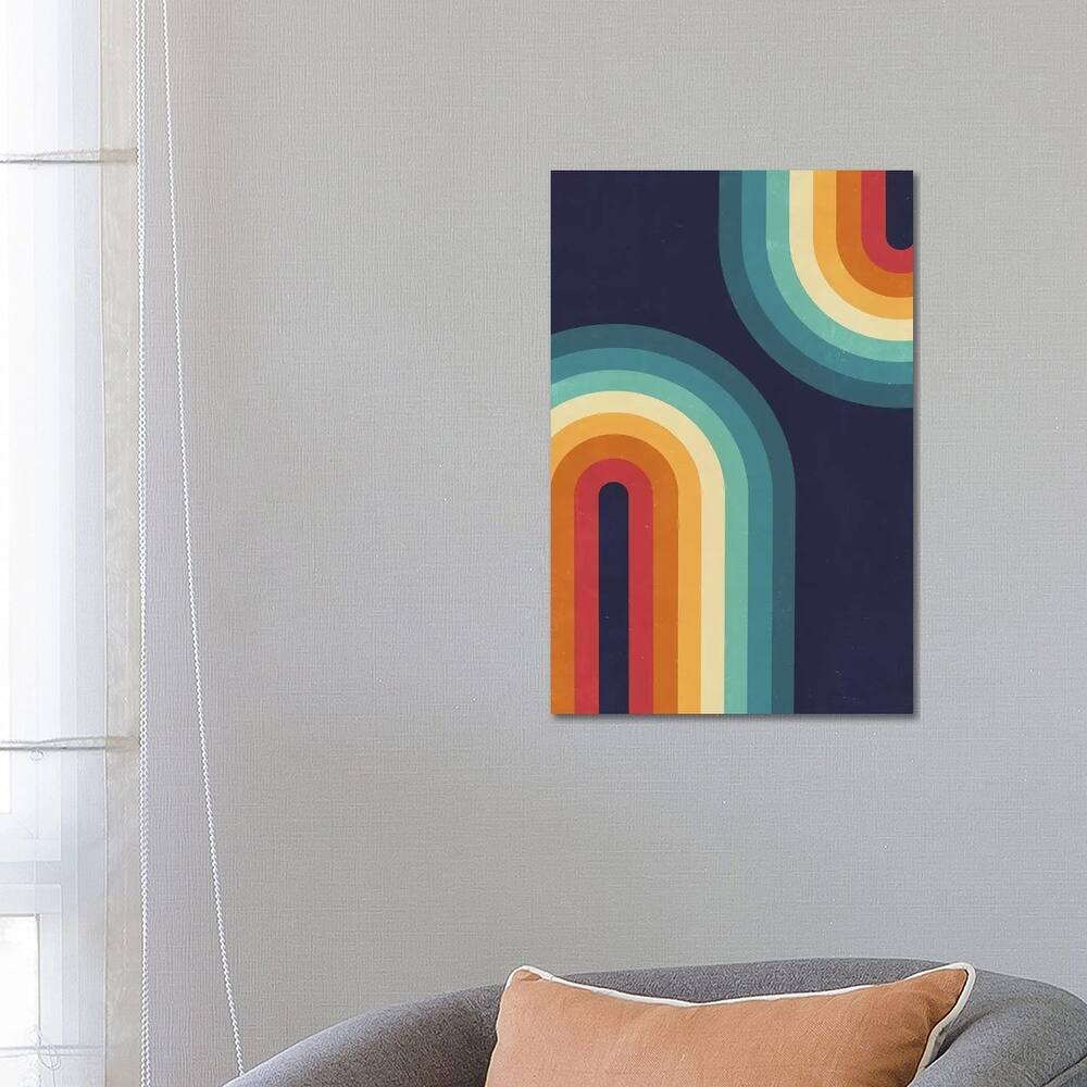 iCanvas "Double Rainbow On Blue" by Emanuela Carratoni Canvas Print