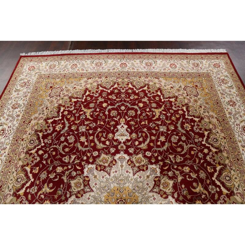 Wool/ Silk Vegetable Dye Floral Tabriz Oriental Area Rug Hand-knotted - 8'1" x 10'5"