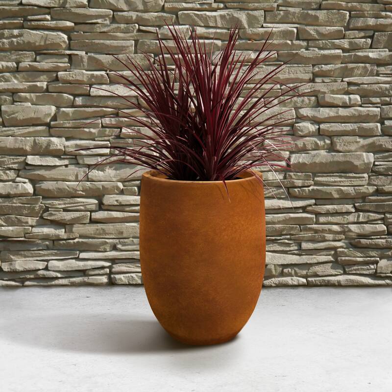 Kante Lightweight Concrete Outdoor Round Tall Planter, 21.7 Inch Tall