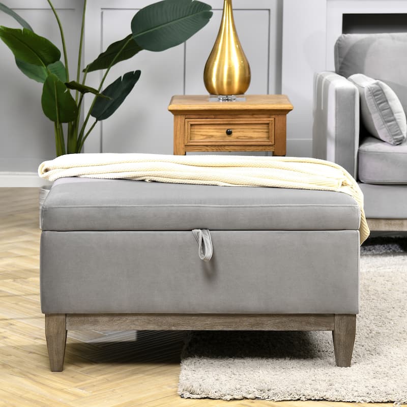 Knox 35" Modern Farmhouse Storage Cocktail Ottoman
